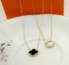 S925 sterling silver four-leaf clover necklace, a light luxury and niche collarbone chain for girls, 2022 new style birthday gift for your girlfriend to smile slightly details Picture